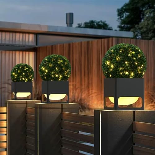 Le Serein 2 Pcs Pre-Lit Faux Topiary Ball Outdoor Decor