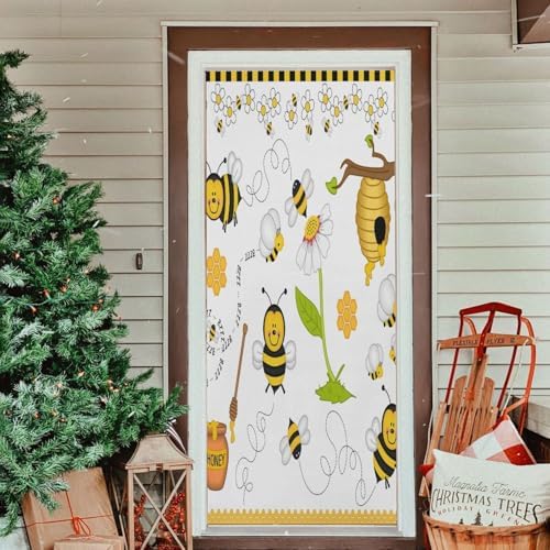 Susiyo Bees Flowers Halloween Door Cover 32x79 Inch