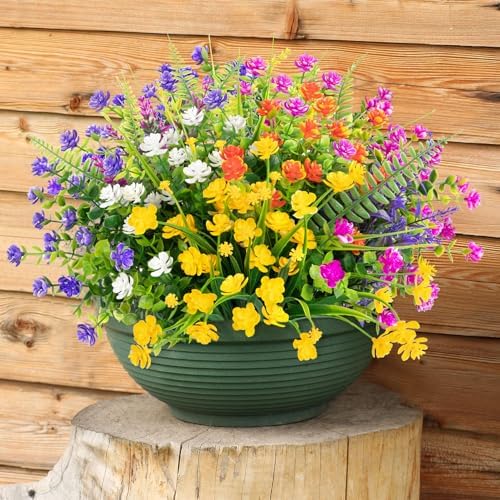 Bassion 20 Bundles Artificial Flowers for Outdoor Decor