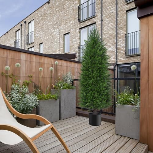 5FT Artificial Cedar Topiary Trees Outdoor Set of 2