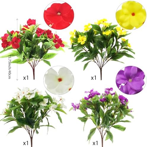 FERIAL 4PCS Artificial Impatiens Bouquet Multicolor