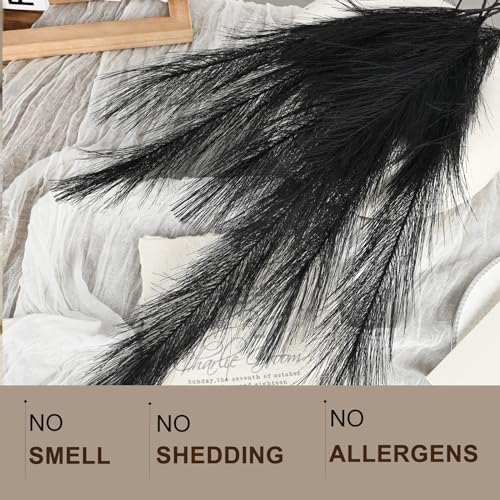 U-LIAN 36PCS Black Faux Pampas Grass Decor