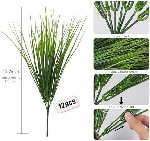 RECUTMS 12 Bundle Artificial Wheat Grass Plants