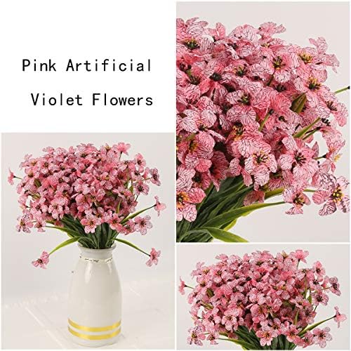 UV Resistant Artificial Flowers 12 Bunches Pink