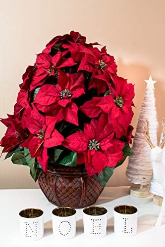 Nearly Natural 22in Poinsettia Silk Decor Arrangement
