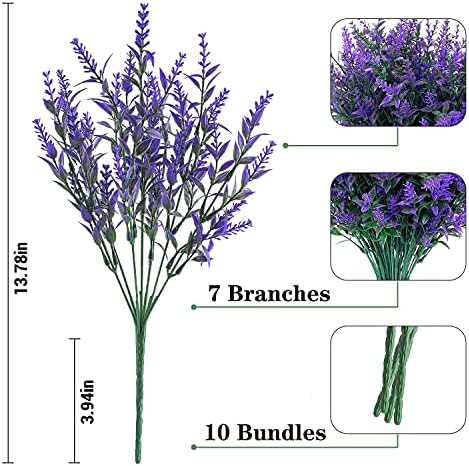 NOV FIRE Artificial Lavender Flowers 10 Bundles UV Resistant