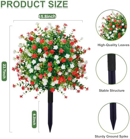 Artificial Topiary Ball with Ground Spike Set of 2