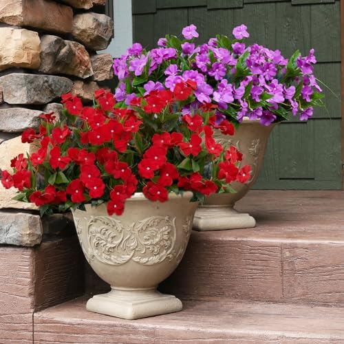 Artificial Impatiens Flowers 2PCS Red Outdoor Indoor Decor