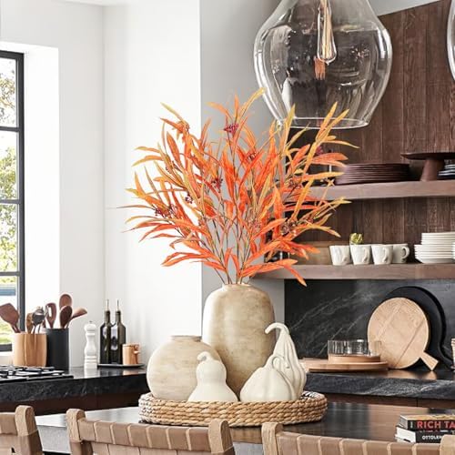 HUAESIN 393 Inch Fall Leaf Grass Stem Artificial Plants 3PCS
