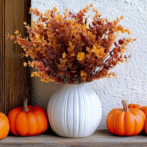 12 Bundle Artificial Fall Flowers Brown Eucalyptus