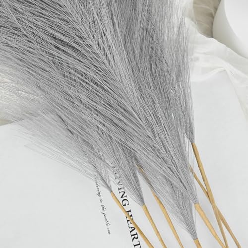 U-LIAN 36PCS Grey Faux Pampas Grass for Decor