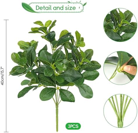 3PCS Artificial Green Baby Schefflera Bushes 157 Inch Real Touch Faux Plants