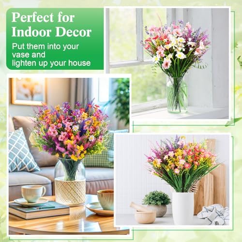 60 Bundles Artificial Flowers 15 Styles UV Resistant