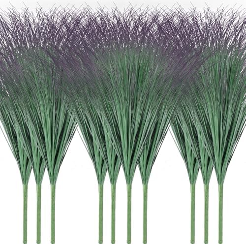 Geosar 10 Pack Artificial Plants 27 Inch Tall Deep Purple Faux Greenery Stems
