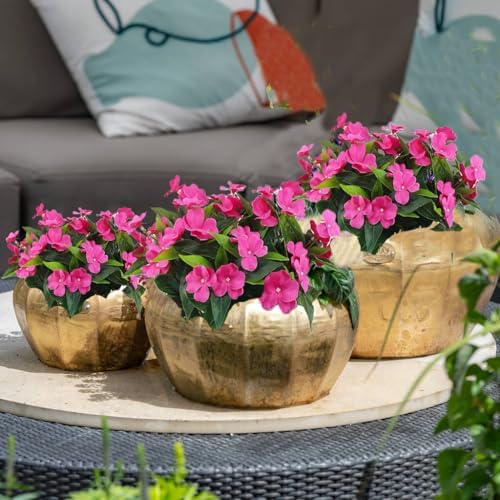 FERIAL Artificial Impatiens Bouquet for Outdoor Garden Decor