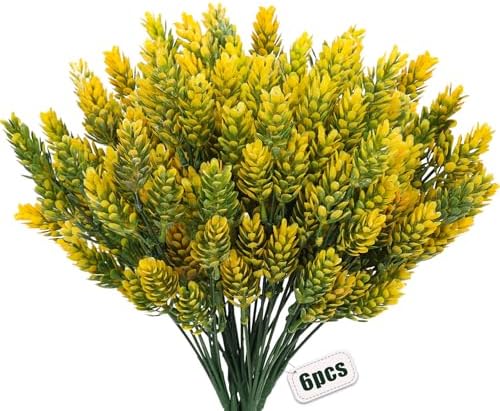 RECUTMS Artificial Plants 6 Pack Yellow Greenery