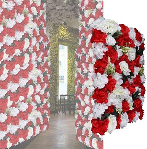 12Pcs White Red Rose Wall Panel 3D Decor