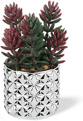 Briful Artificial Succulents in Silver Glass Pots