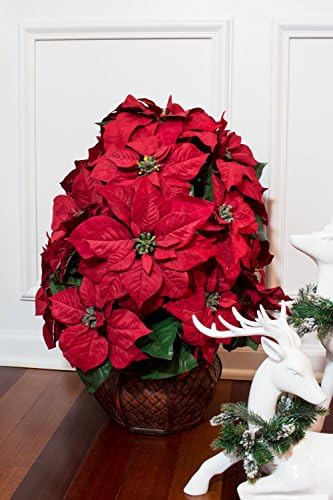 Nearly Natural 22in Poinsettia Silk Decor Arrangement