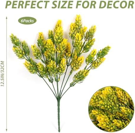RECUTMS Artificial Plants 6 Pack Yellow Greenery