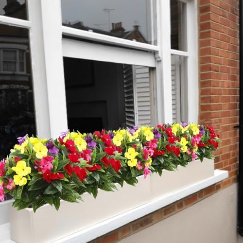4 Pcs Artificial Impatiens Flowers for Outdoor Decor