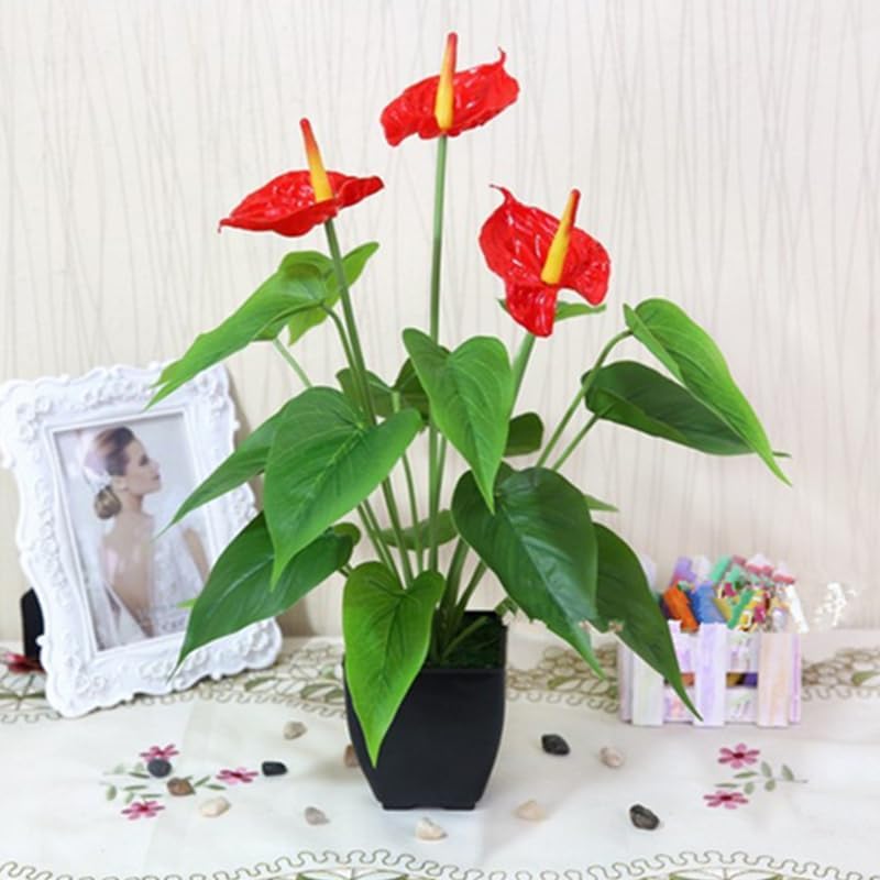161 Inch Artificial Anthurium Potted Plant Red