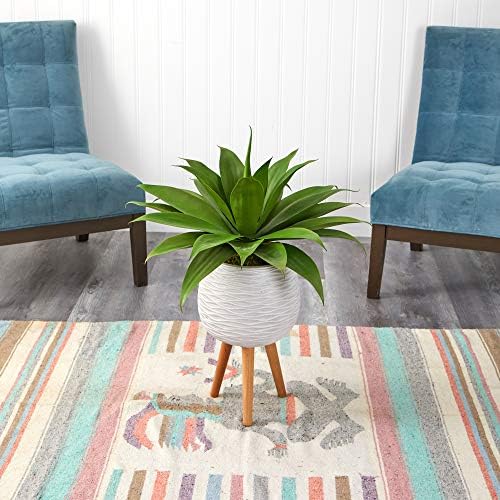 Nearly Natural 33in Agave Succulent with White Planter
