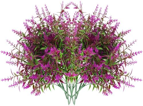 Fuchsia Lavender Faux Plants 8 Bundles UV Resistant Artificial Flowers