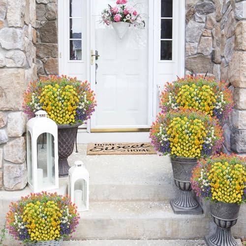 20 Bundles Artificial Flowers for Outdoor Decor