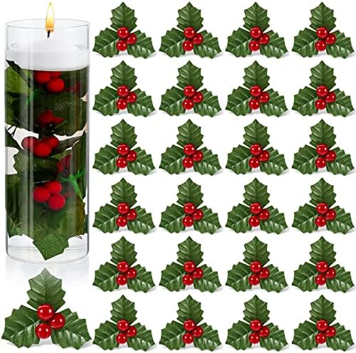 100pcs Christmas Holly Berries for Wreath and Centerpieces