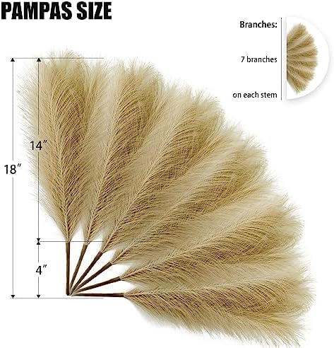 6 PCS Faux Pampas Grass for Boho Decor