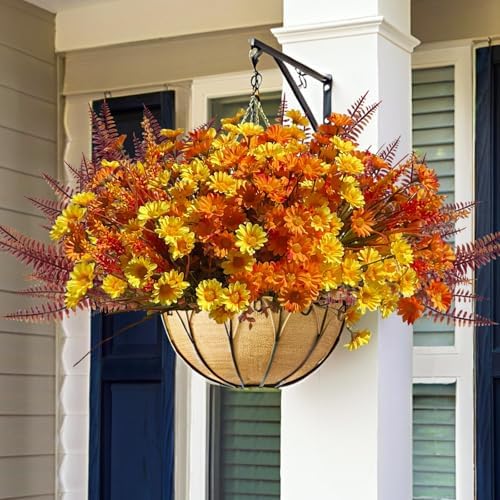 KAFDY Artificial Mums Fall Flowers 12 Bundle UV Resistant