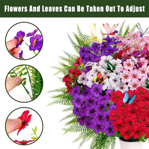 Winrain 30PCS Artificial Flowers Plants Outdoor Decor