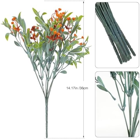 10 Bundles Artificial Orange Flowers UV Resistant Outdoor Decor