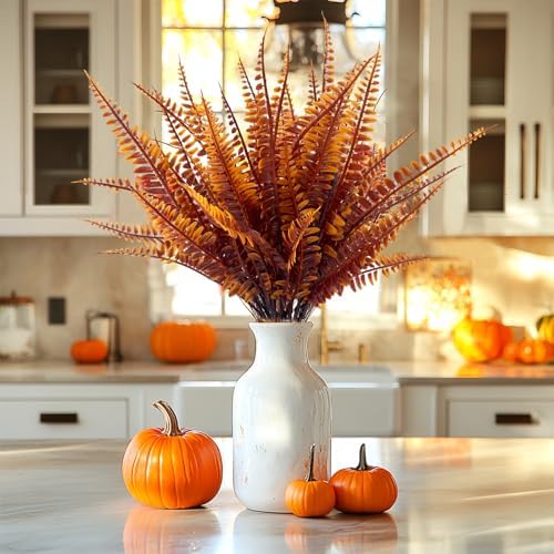 TURNMEON 12 Bundle Artificial Fall Flowers UV Resistant Decor