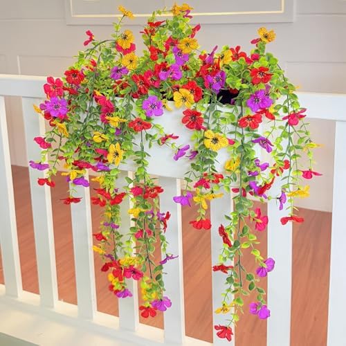 TURNMEON 4 Pcs Artificial Hanging Flowers Set