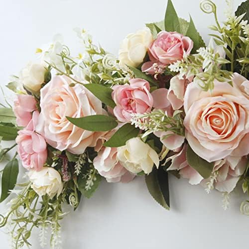 Pink Rose Wedding Arch Flowers with Greenery