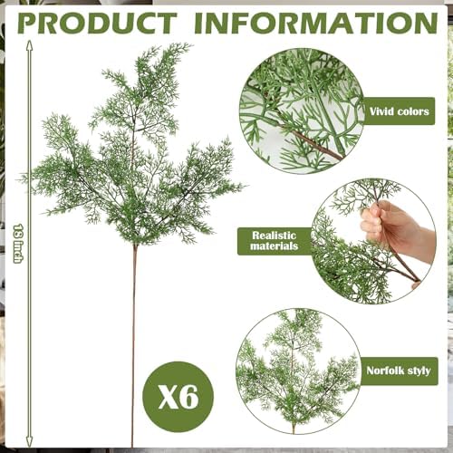 Giegxin 6 Pcs Artificial Cedar Branches for Christmas Decor