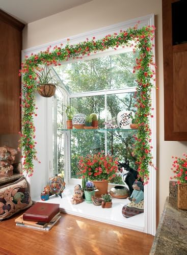 RECUTMS Artificial Eucalyptus Garland 3 Pack Red