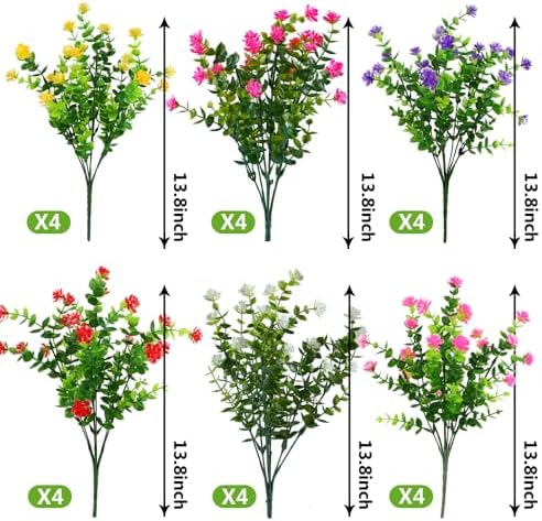 24PCS Artificial Eucalyptus Plants UV Resistant for Wedding Decor