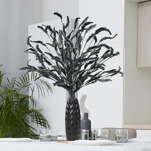 Black Dried Pampas Grass Faux Flowers 8pcs