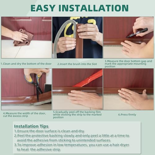 Vannesse Door Draft Stopper with Brush 2 Pack