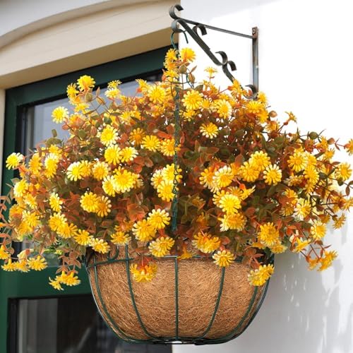 12 Bundles Artificial Fall Flowers for Outdoor Decor