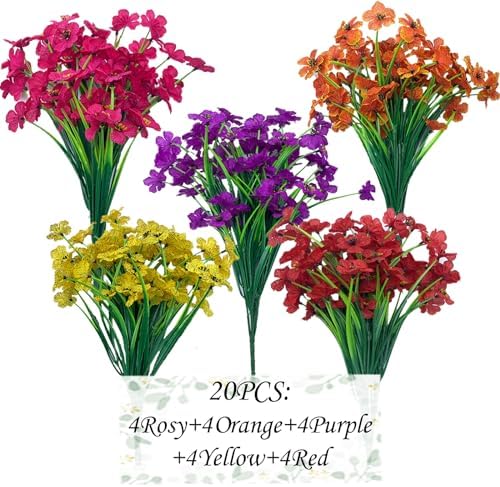 20 Bundles Artificial Flowers for Outdoor Decor 1