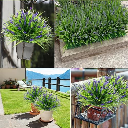 Toprooms Artificial Plants Outdoor 12 Bundles Purple