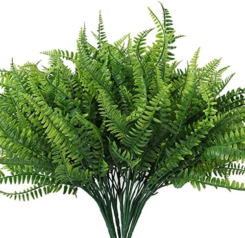 RECUTMS Artificial Boston Fern 6 Bundles UV Resistant Fake Plants