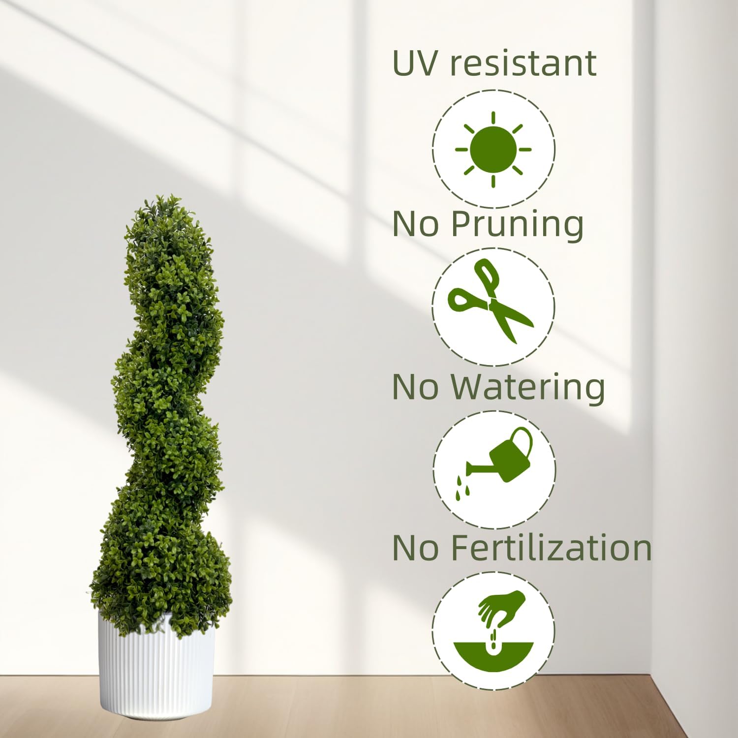 3FT Artificial Boxwood Topiary Tree Spiral Plants 2 Pack