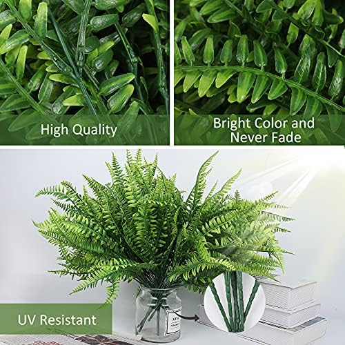 RECUTMS Artificial Boston Fern 6 Bundles UV Resistant Fake Plants