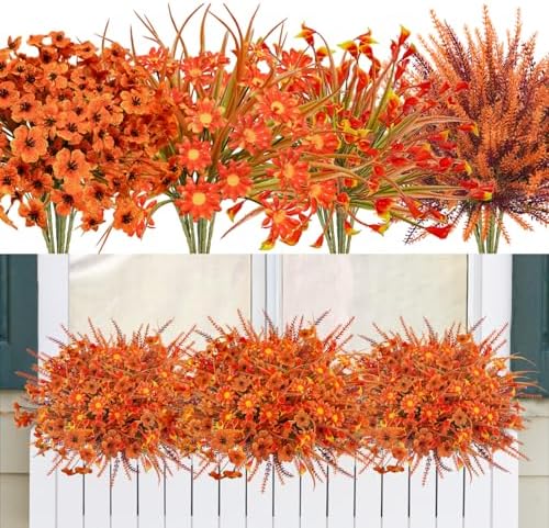 Uieke 36PCS Artificial Mums Fall Decor for Outdoor