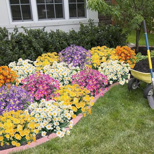 8 Bundle Artificial Daisy Flowers for Outdoor Decoration